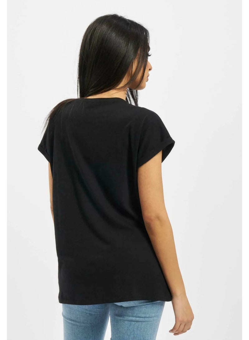 DEF Women’s Black Graphic T-Shirt with Bold DEF Print, Short Sleeve Crew Neck Casual Tee - Image 3